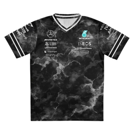 Marble Pattern Mercedes F1 Cross V-neck Jersey BLMER12525A1VY