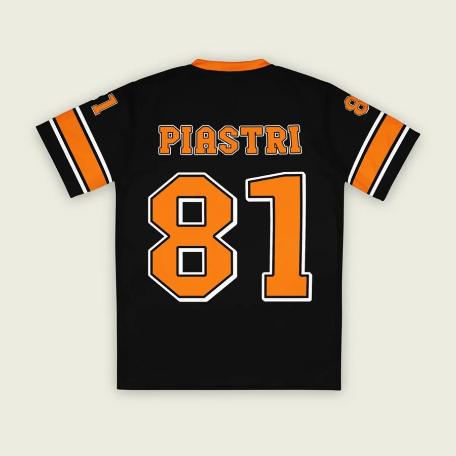Oscar Piastri McLaren F1 Cross V-neck Jersey BLF18525B1VY - Black Papaya