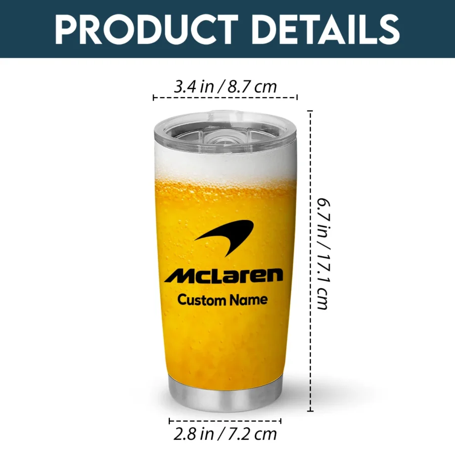 Beer Pattern McLaren F1 Stainless Steel Tumbler 20oz 30oz Gift For Fan BLMCL11525A1