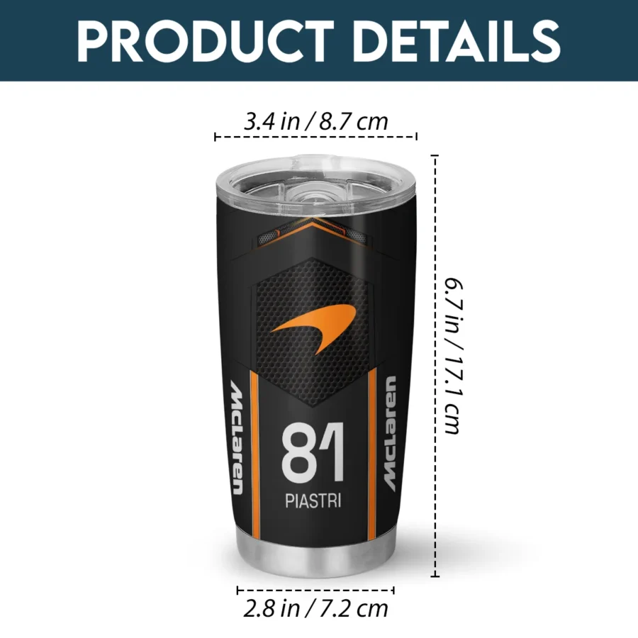 Oscar Piastri McLaren F1 Stainless Steel Tumbler 20oz 30oz Gift For Fan BLMCL11525A2OP