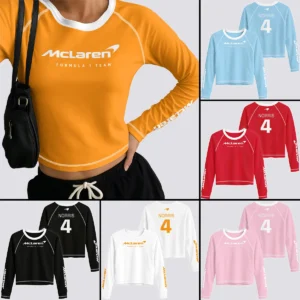 Oscar Piastri McLaren F1 Long Sleeve Crop Top For Racing Lovers BLF1280525AOP