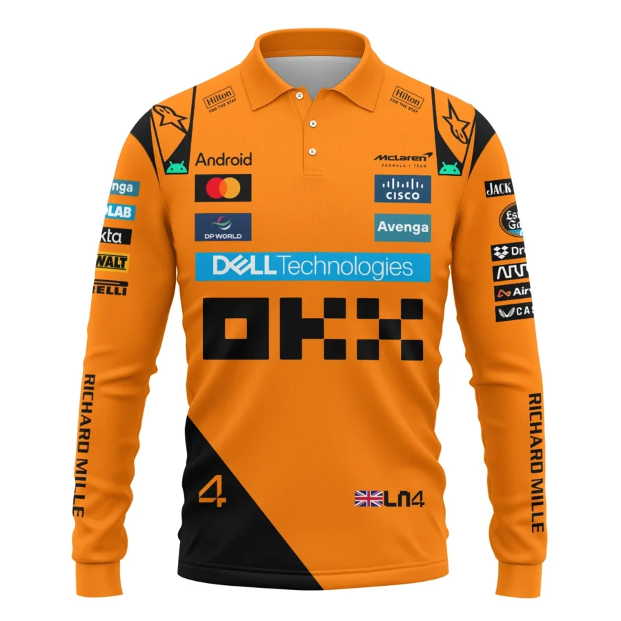 Lando Norris McLaren Formula One Exclusive Long Polo Shirt BLF1180525A1LPL