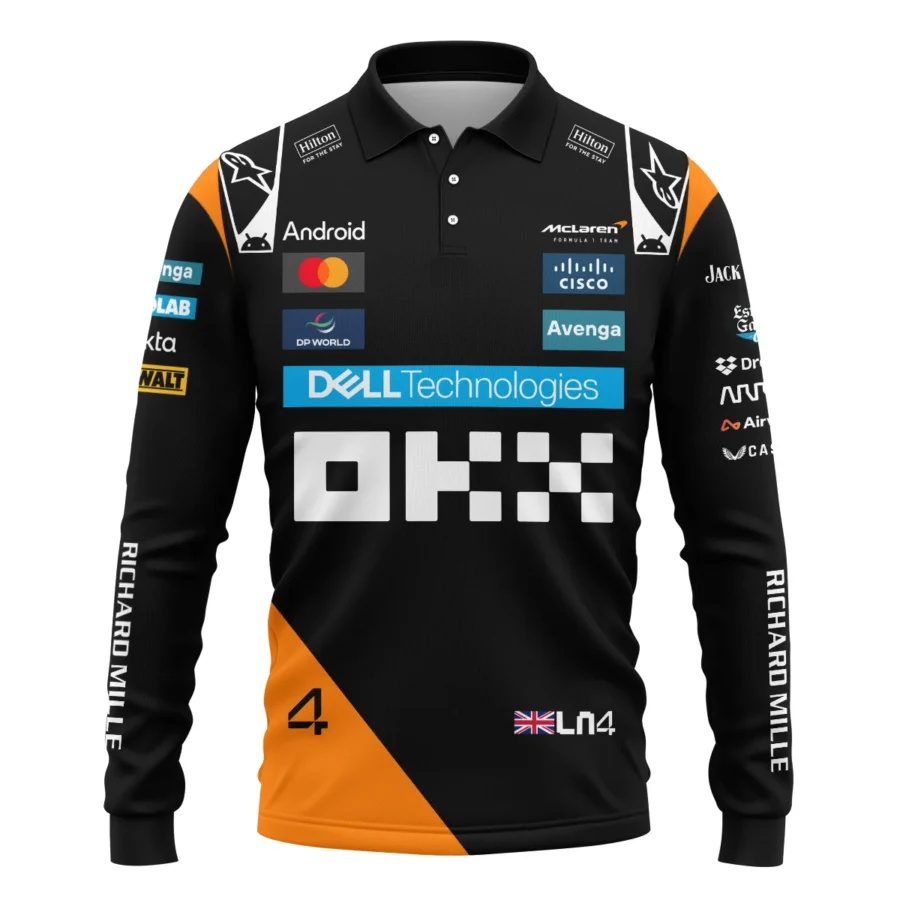 Lando Norris McLaren Formula One Exclusive Long Polo Shirt BLF1180525A2LPL