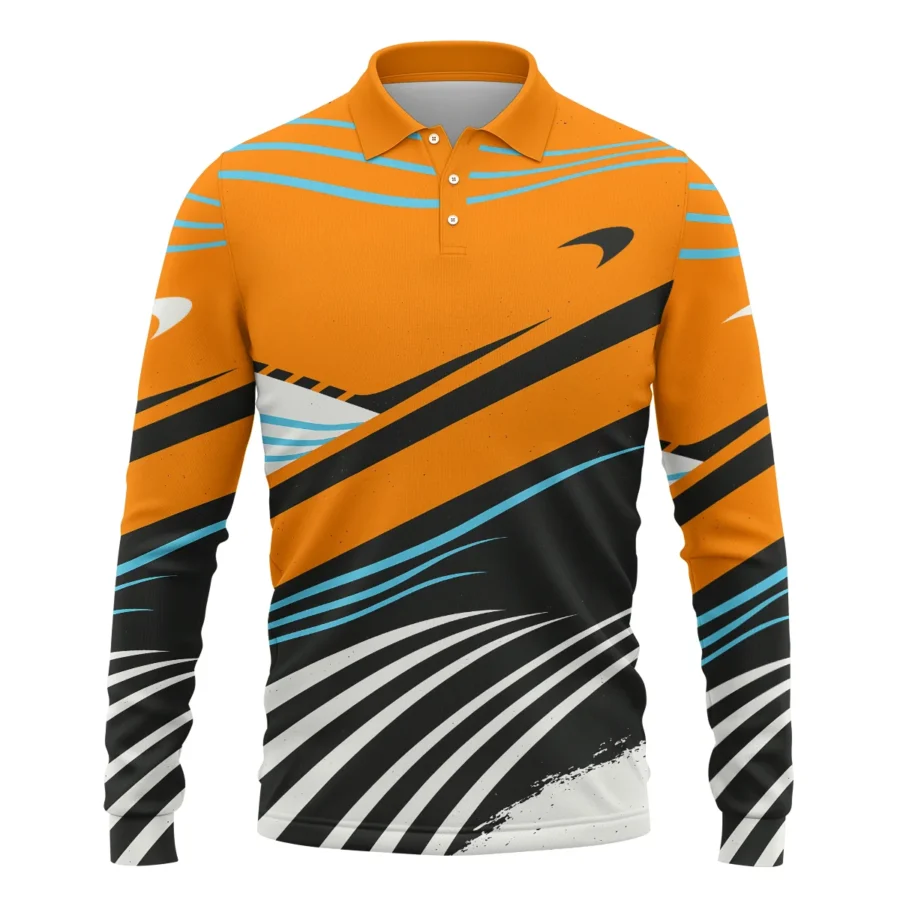 Waves Pattern McLaren F1 Exclusive Long Polo Shirt BLF131525A1LPL