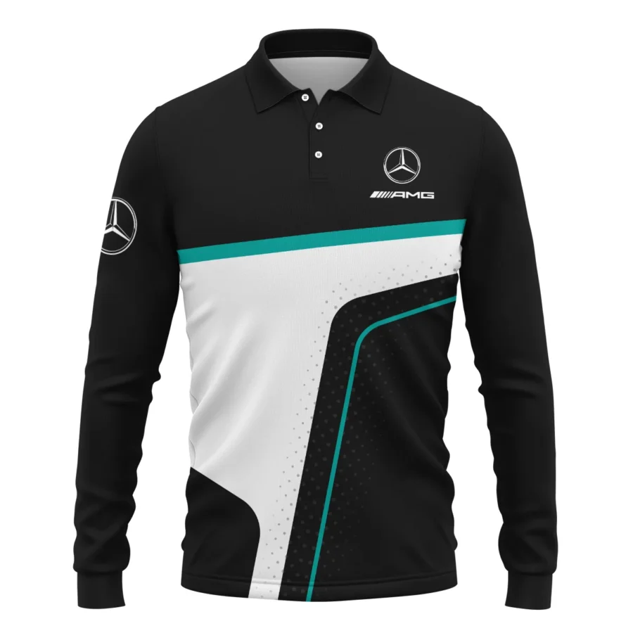 Limited Edition Mercedes-AMG Petronas F1 Long Polo Shirt All Over Prints BLMER6525A5LPL