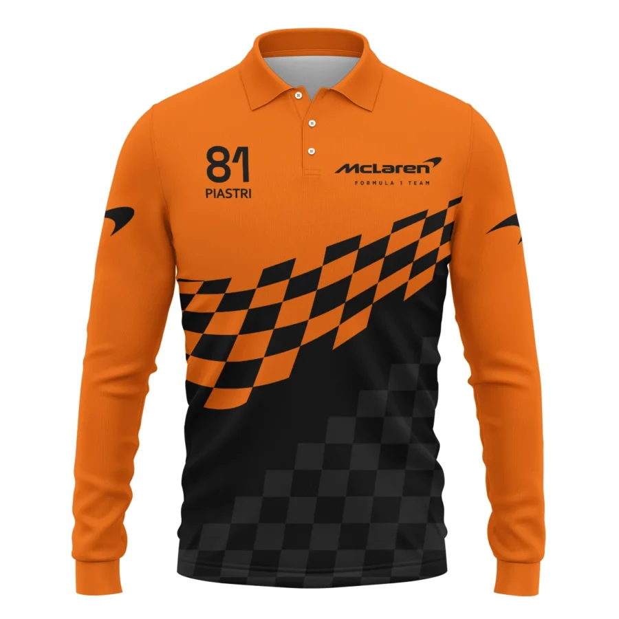 Oscar Piastri McLaren F1 Long Polo Shirt All Over Prints BLOP10425A1LPL
