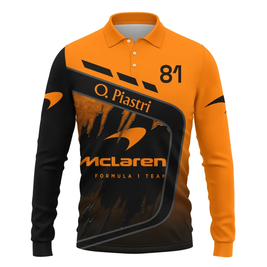 Oscar Piastri McLaren F1 Long Polo Shirt All Over Prints BLOP3425A1LPL