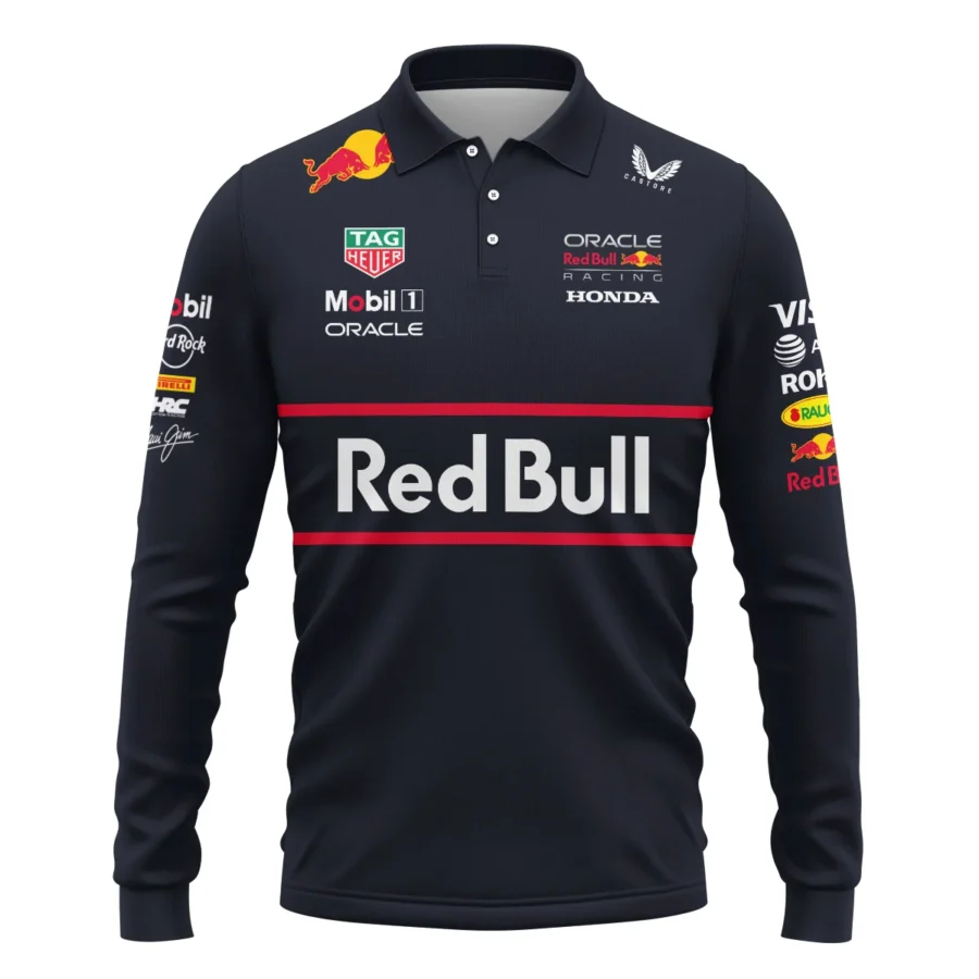 2025 Red Bull Racing F1 Long Polo Shirt All Over Prints BLRBR10525A2LPL