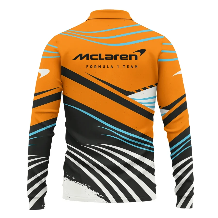 Waves Pattern McLaren F1 Exclusive Long Polo Shirt BLF131525A1LPL