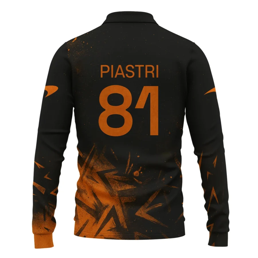 Oscar Piastri McLaren F1 Long Polo Shirt All Over Prints BLMCL3525A3OPLPL