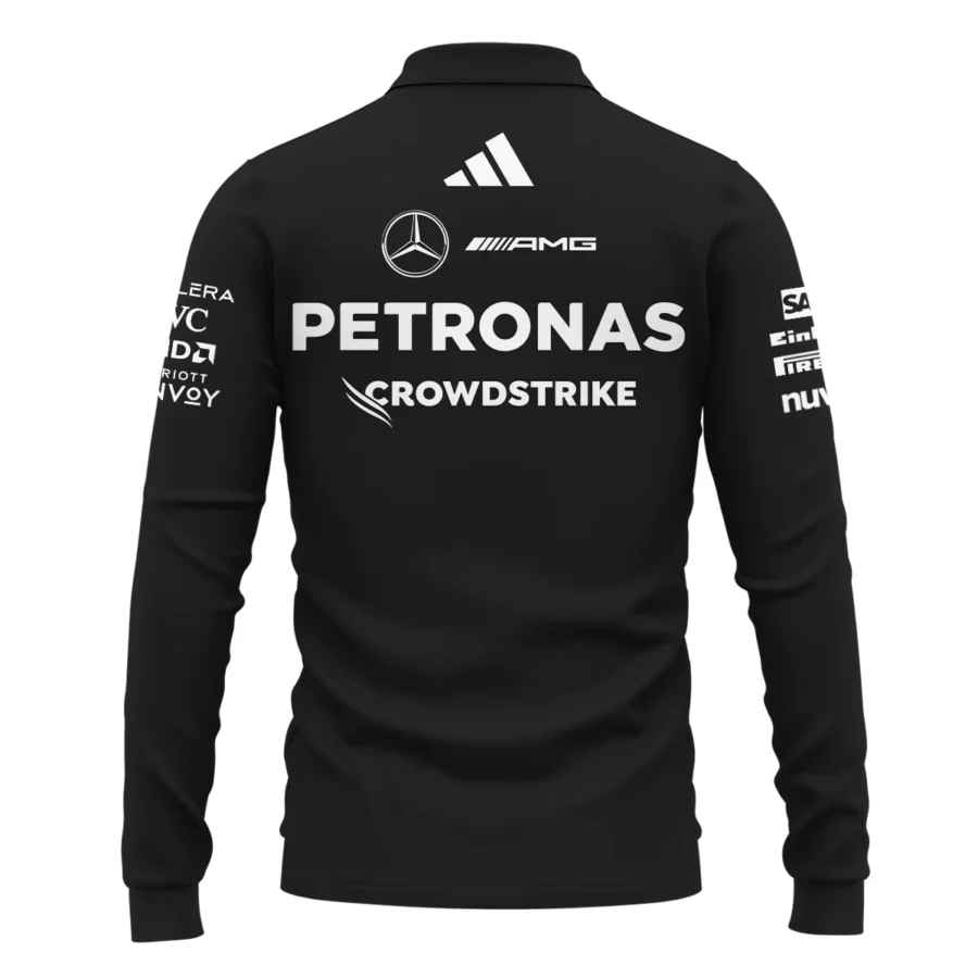 2025 Team Mercedes-AMG Petronas F1 Long Polo Shirt All Over Prints BLMER6525A1LPL
