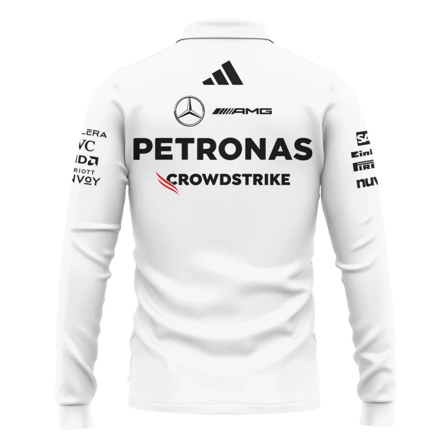 2025 Team Mercedes-AMG Petronas F1 Long Polo Shirt All Over Prints BLMER6525A2LPL