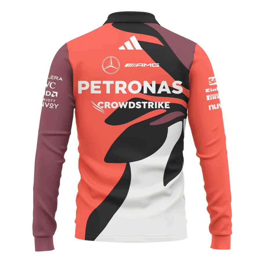 2025 Miami Floral Mercedes-AMG Petronas F1 Long Polo Shirt All Over Prints BLMER6525A3LPL