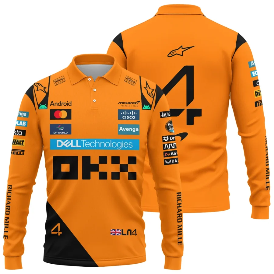 Lando Norris McLaren Formula One Exclusive Long Polo Shirt BLF1180525A1LPL