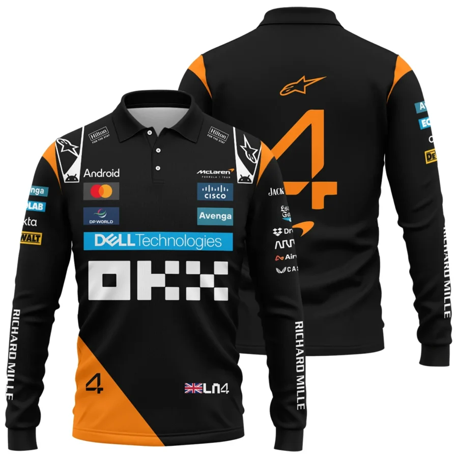 Lando Norris McLaren Formula One Exclusive Long Polo Shirt BLF1180525A2LPL