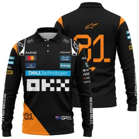Oscar Piastri McLaren Formula One Exclusive Long Polo Shirt BLF1180525A4LPL