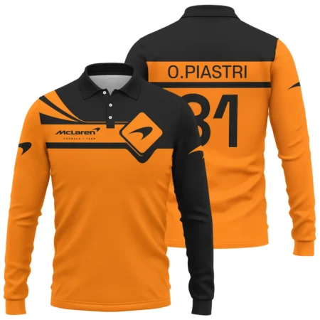 Oscar Piastri McLaren F1 Long Polo Shirt All Over Prints BLMCL5525A4LPL