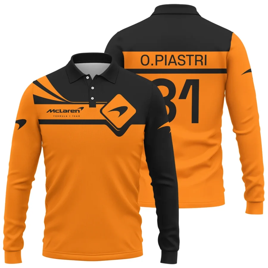 Oscar Piastri McLaren F1 Long Polo Shirt All Over Prints BLMCL5525A4LPL