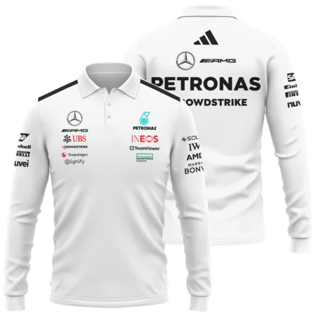 2025 Team Mercedes-AMG Petronas F1 Long Polo Shirt All Over Prints BLMER6525A2LPL