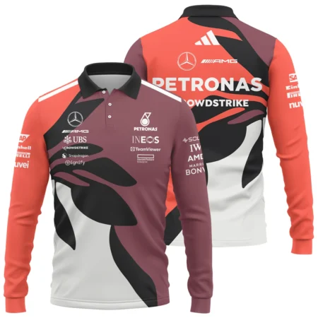 2025 Miami Floral Mercedes-AMG Petronas F1 Long Polo Shirt All Over Prints BLMER6525A3LPL