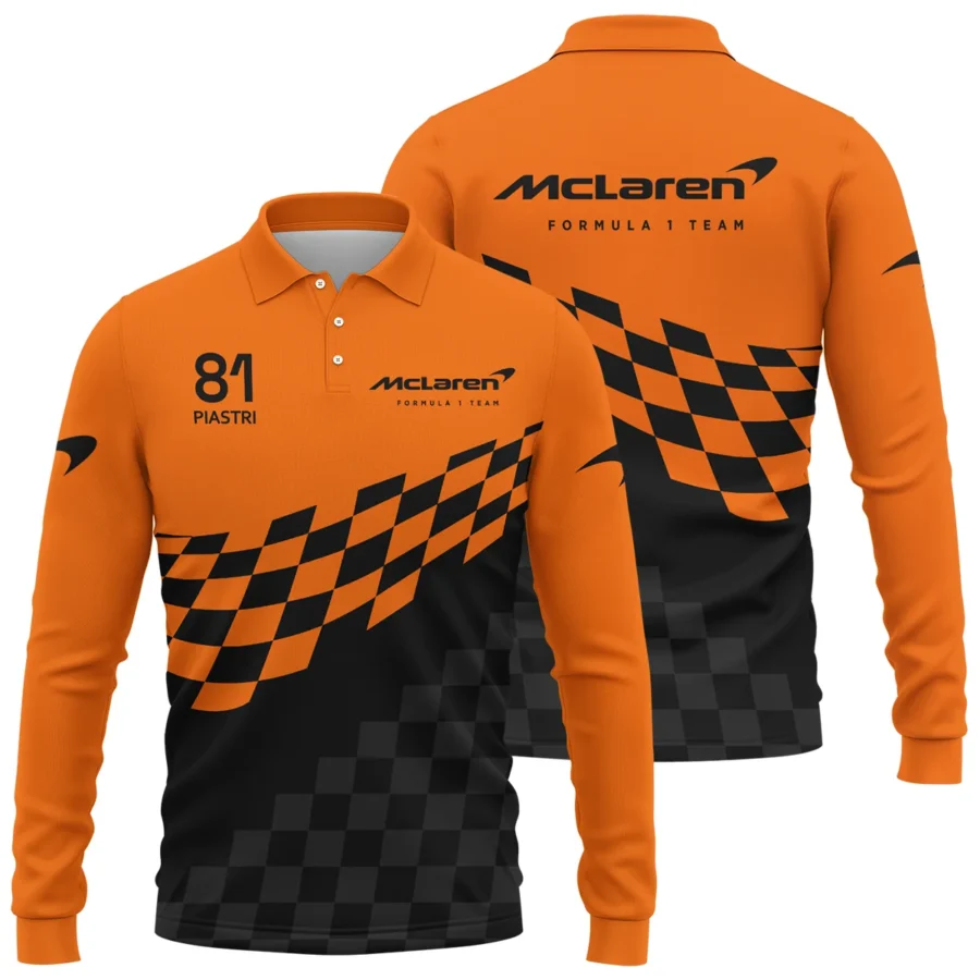 Oscar Piastri McLaren F1 Long Polo Shirt All Over Prints BLOP10425A1LPL