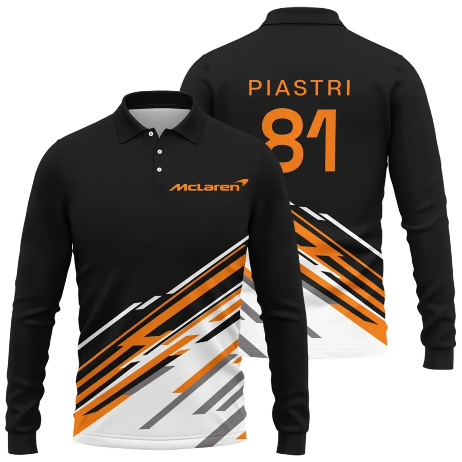Oscar Piastri McLaren F1 Long Polo Shirt All Over Prints BLOP10425A2LPL