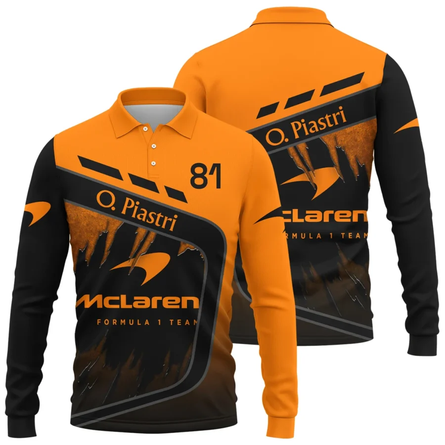 Oscar Piastri McLaren F1 Long Polo Shirt All Over Prints BLOP3425A1LPL