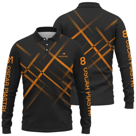 Oscar Piastri McLaren F1 Long Polo Shirt All Over Prints BLOP3425A2LPL