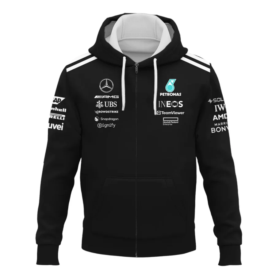 2025 Team Mercedes-AMG Petronas F1 Exclusive Logo Zipper Hoodie BLMER6525A1ZHD