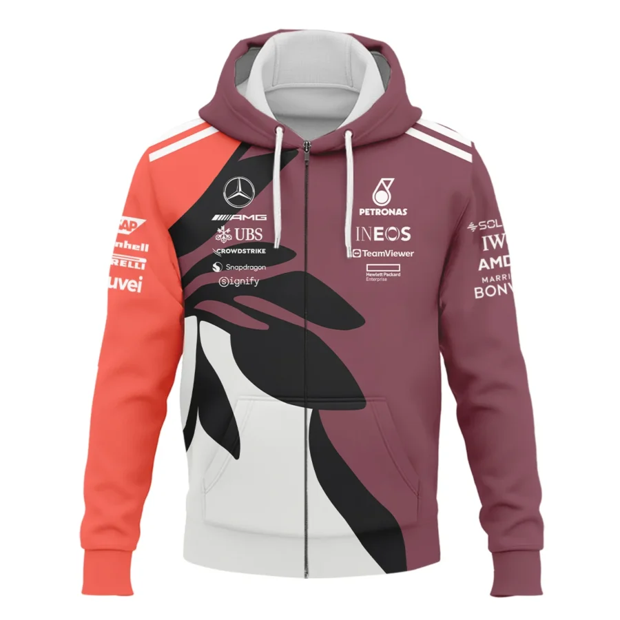 2025 Miami Floral Mercedes-AMG Petronas F1 Exclusive Logo Zipper Hoodie BLMER6525A3ZHD