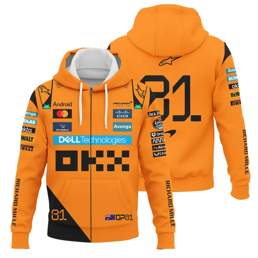 Oscar Piastri McLaren Formula One Exclusive Zipper Hoodie BLF1180525A3ZHD
