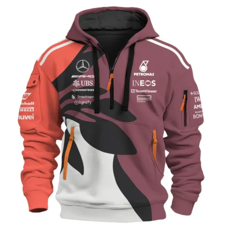 2025 Miami Floral Mercedes-AMG Petronas F1 Exclusive Logo Hoodie Half Zip BLMER6525A33HZ