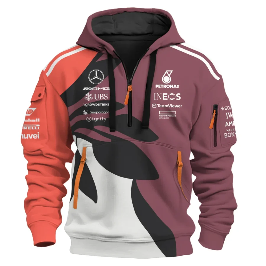 2025 Miami Floral Mercedes-AMG Petronas F1 Exclusive Logo Hoodie Half Zip BLMER6525A33HZ