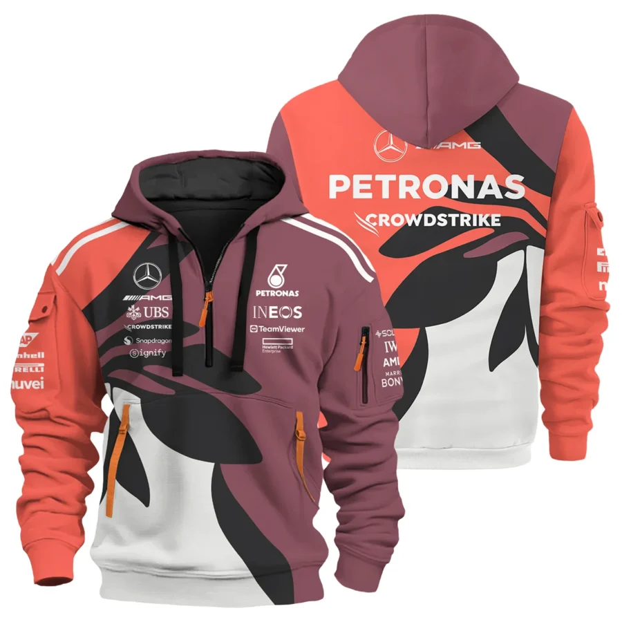 2025 Miami Floral Mercedes-AMG Petronas F1 Exclusive Logo Hoodie Half Zip BLMER6525A33HZ