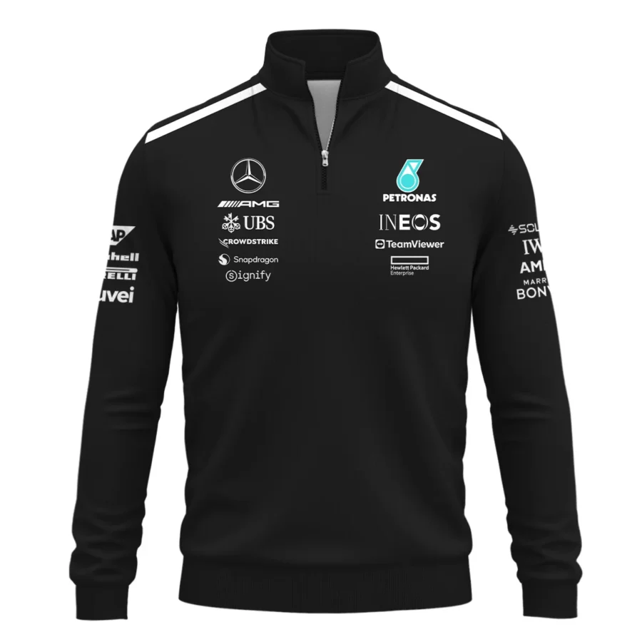2025 Team Mercedes-AMG Petronas F1 Quarter-Zip Sweatshirt All Over Prints BLMER6525A1QTZ
