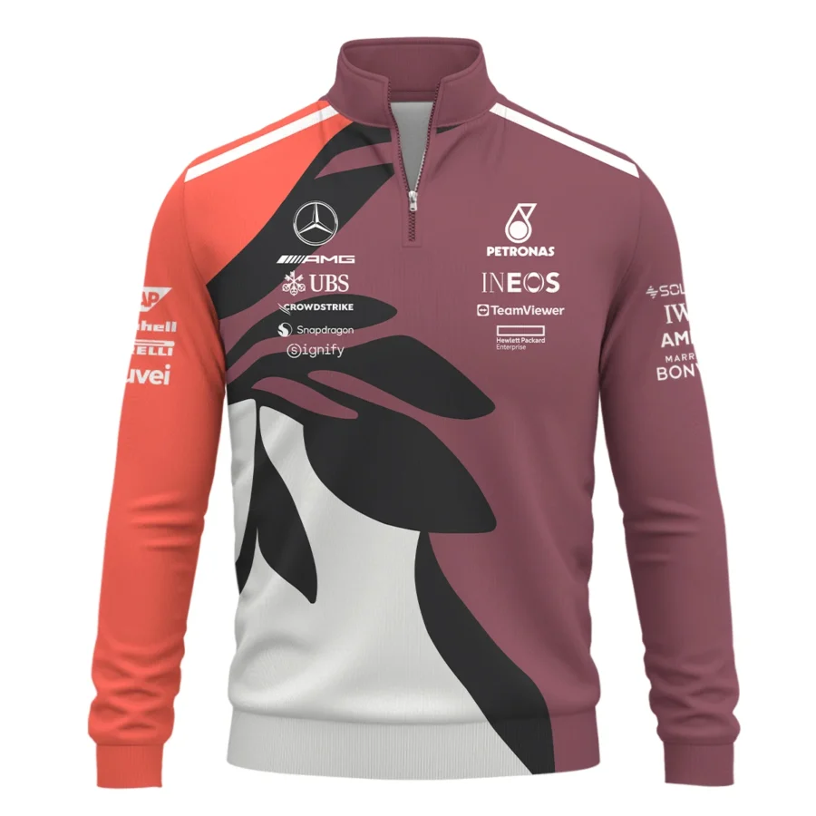 2025 Miami Floral Mercedes-AMG Petronas F1 Quarter-Zip Sweatshirt All Over Prints BLMER6525A3QTZ