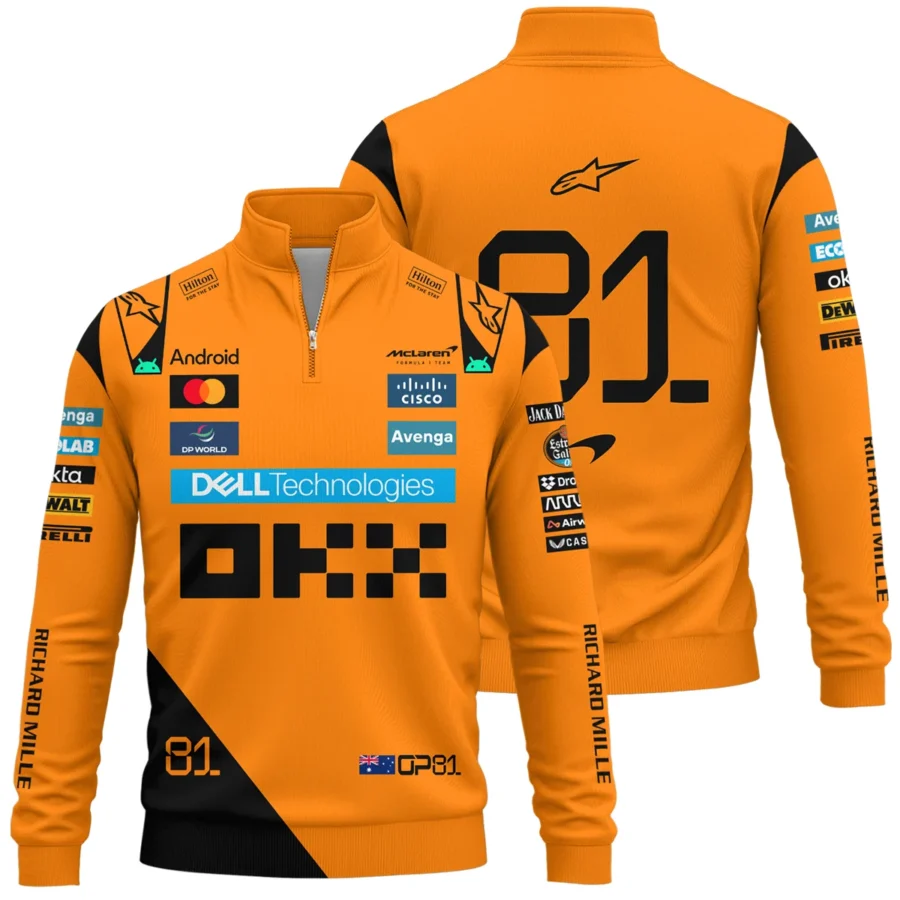 Oscar Piastri McLaren Formula One Exclusive Quarter-Zip Sweatshirt BLF1180525A3QZS