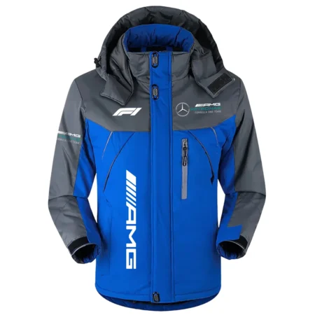 Mercedes F1 Team Exclusive Logo Outdoor Plush Charging Suit Waterproof Windproof Jacket Detachable Hood BLF130525A1MER
