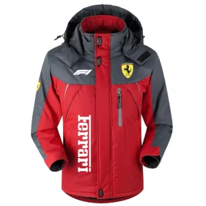 Mercedes F1 Team Exclusive Logo Outdoor Plush Charging Suit Waterproof Windproof Jacket Detachable Hood BLF130525A1MER
