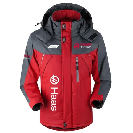 Haas F1 Team Exclusive Logo Outdoor Plush Charging Suit Waterproof Windproof Jacket Detachable Hood BLF130525A1HAAS