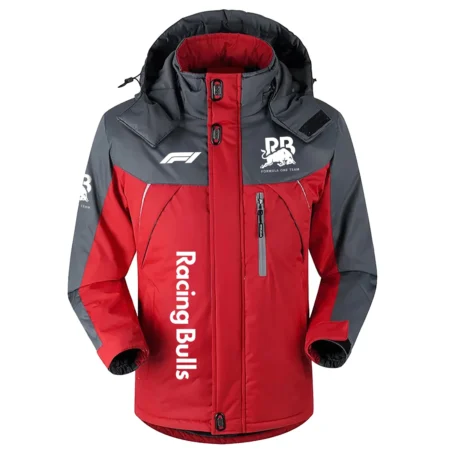 Racing Bulls F1 Team Exclusive Logo Outdoor Plush Charging Suit Waterproof Windproof Jacket Detachable Hood BLF130525A1RAC