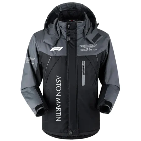 Aston Martin F1 Team Exclusive Logo Outdoor Plush Charging Suit Waterproof Windproof Jacket Detachable Hood BLF130525A1AM