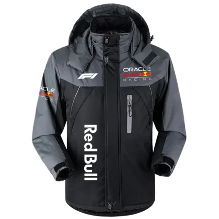 Red Bull Racing F1 Team Exclusive Logo Outdoor Plush Charging Suit Waterproof Windproof Jacket Detachable Hood BLF130525A1RBR