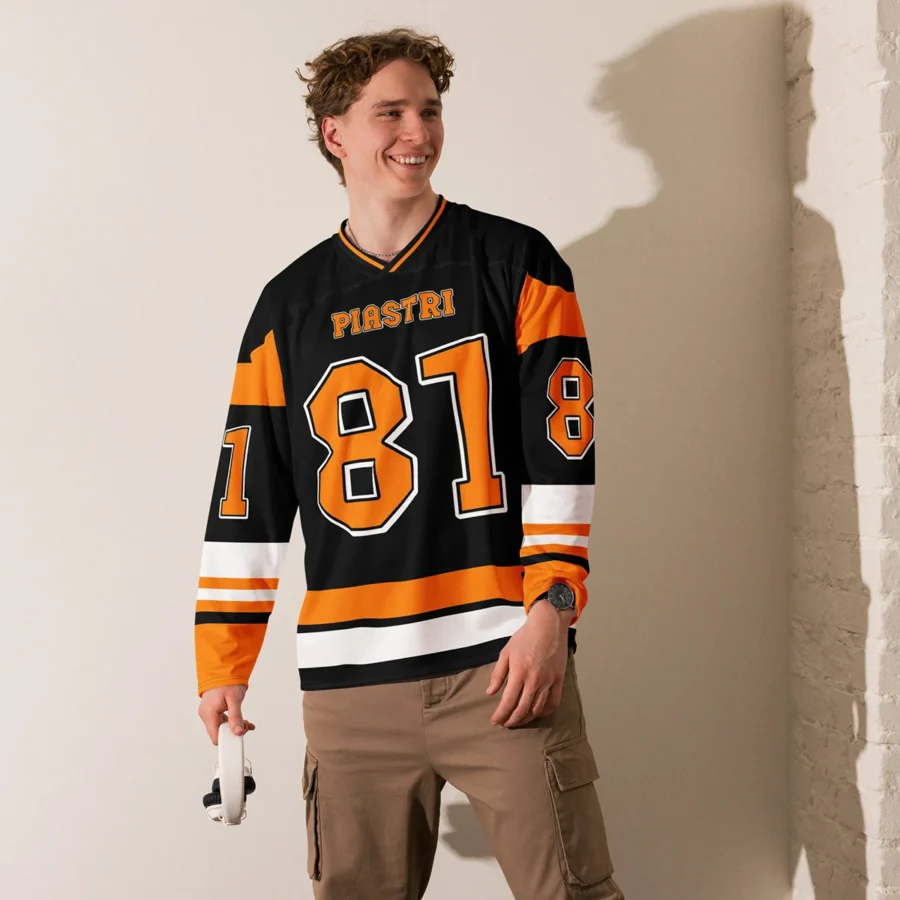 Oscar Piastri McLaren F1 V Neck Hockey Jersey BLF18525A2HJY - Black Papaya