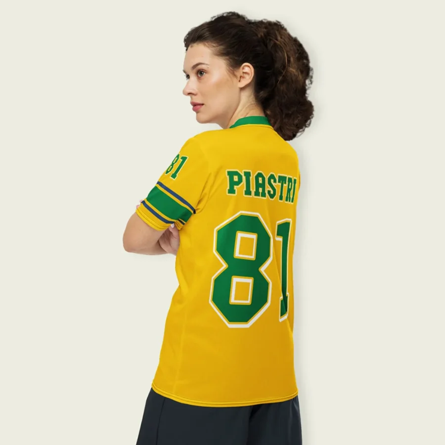 Oscar Piastri McLaren F1 Cross V-neck Jersey BLF18525B3VY - Green Gold