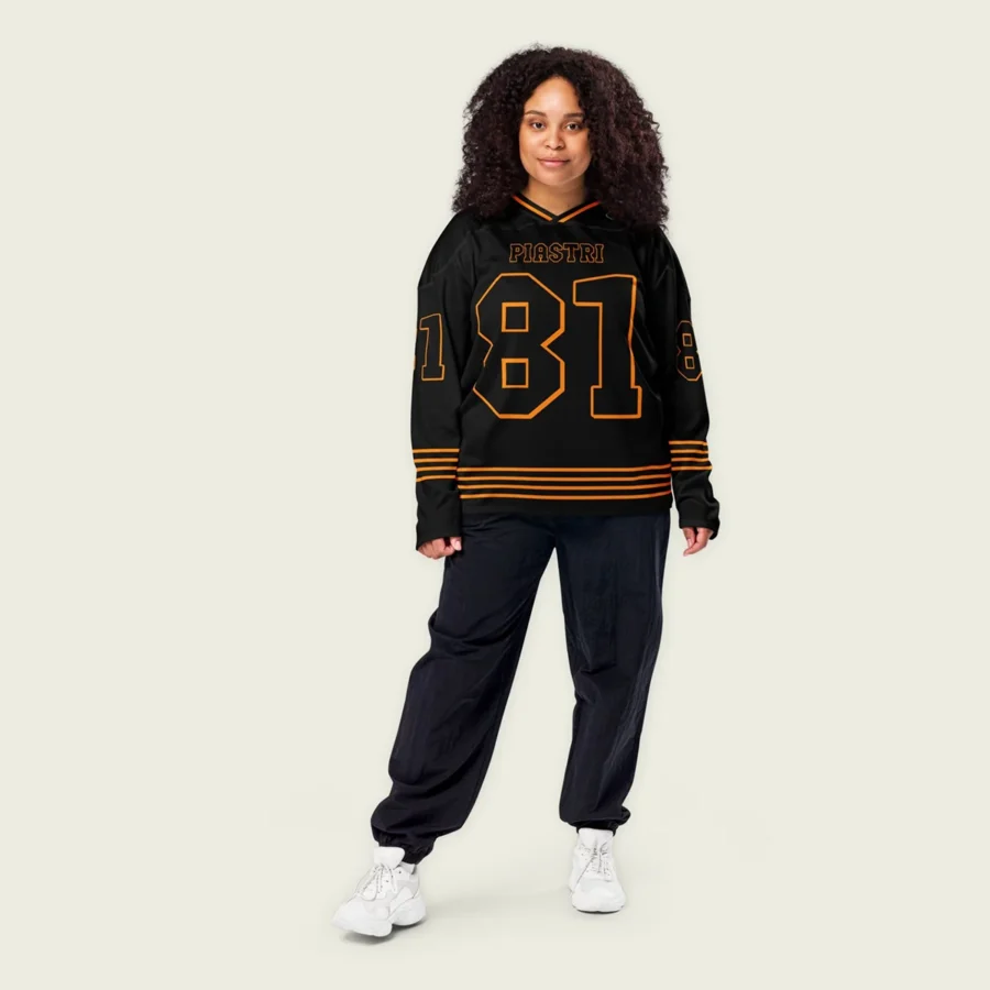 Oscar Piastri McLaren F1 V Neck Hockey Jersey BLF18525A4HJY - Orange Black