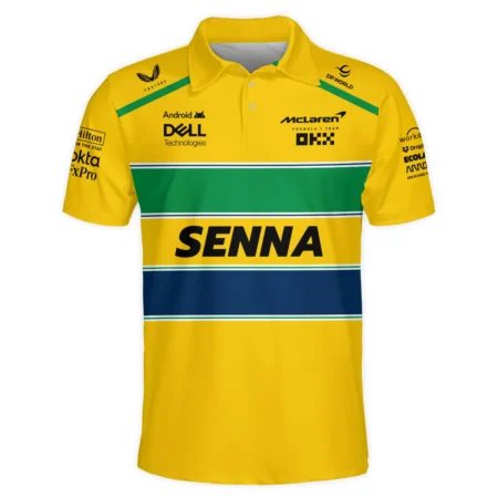 Ayrton Senna Flag And Helmet McLaren F1 Exclusive Polo Shirt BLF13625A4PL