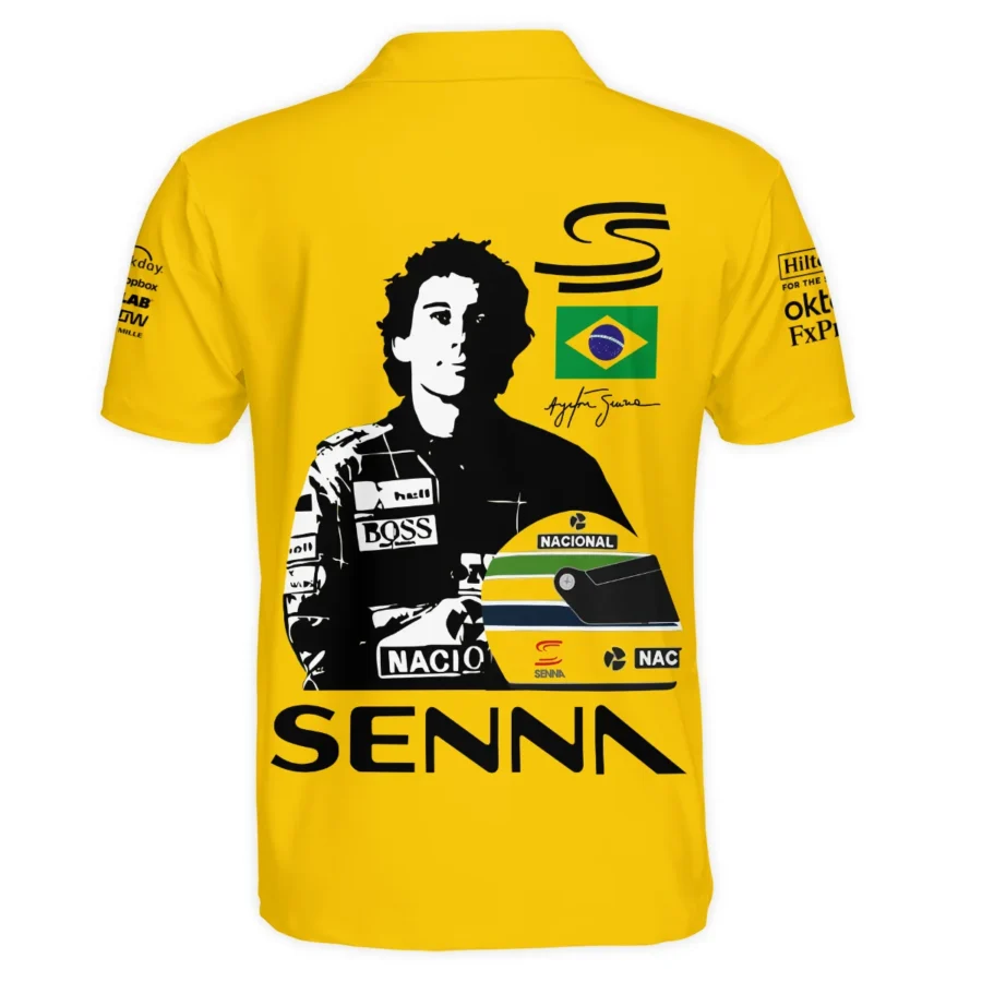 Ayrton Senna Flag And Helmet McLaren F1 Exclusive Polo Shirt BLF13625A4PL