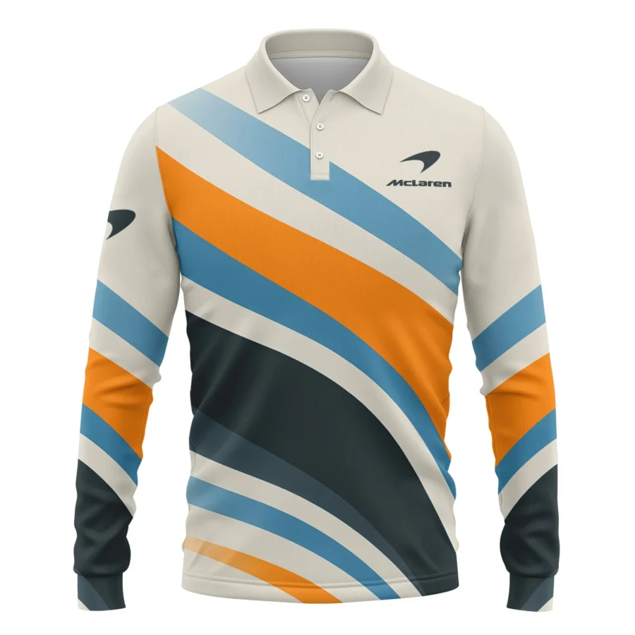 Waves Pattern McLaren F1 Exclusive Long Polo Shirt BLMCL1625A2LPL