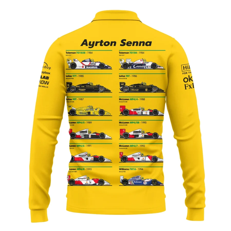 Senna x McLaren - Exclusive Long Polo Shirt Featuring His Iconic Liveries BLF13625A5LPL
